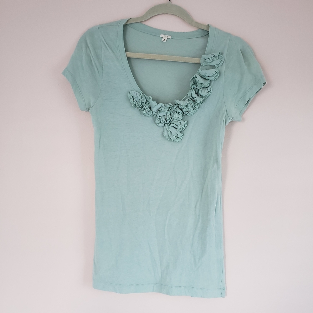 J.Crew Flouncy Flowers Scoopneck Tee Shirt Top Small Cotton Long